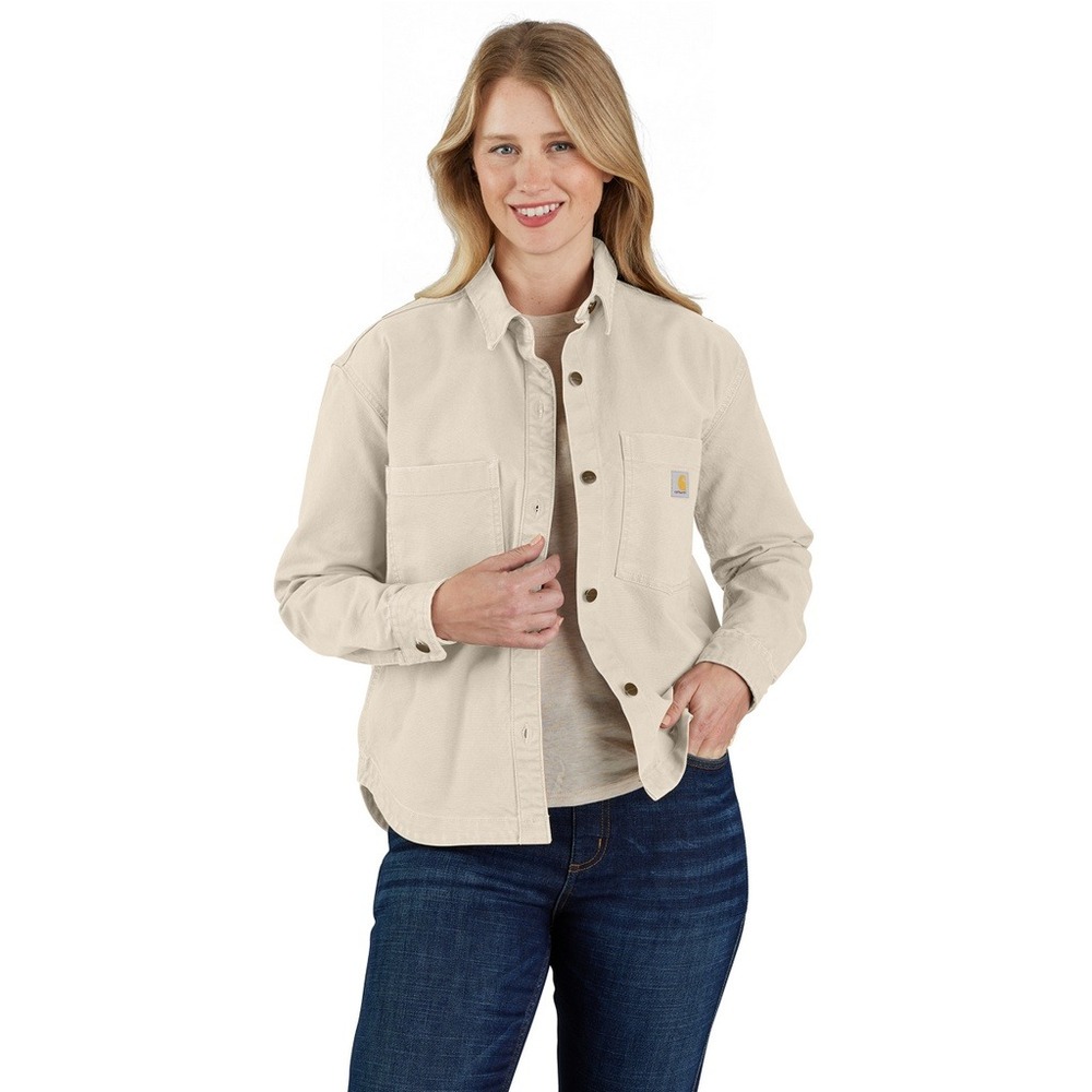 Carhartt Rugged Flex Loose Fit Heavyweight Duck Overshirt XS Cream Utilitarian